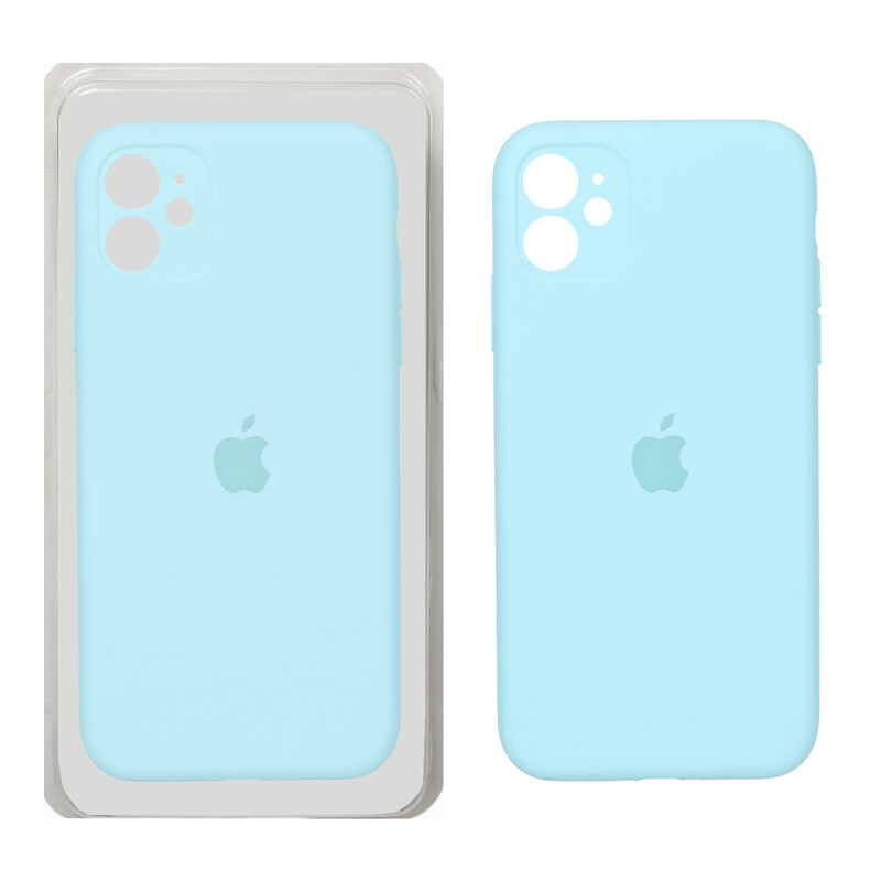 قاب سیلیکونی پاک کنی محافظ لنزدار اورجینال Apple iPhone 11 - فیروزه ای (پک اصلی)