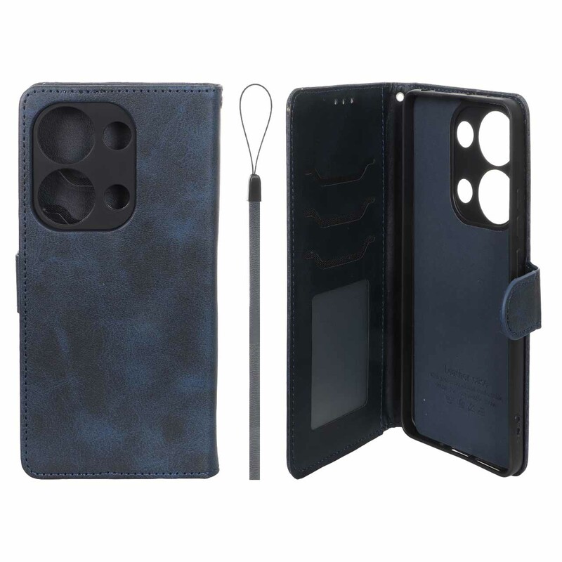 کیف موبایل مگنتی درجه یک داخل خز MNC Plus مدل Xiaomi Redmi Note 14S / Note 13 Pro 4G / Poco M6 Pro 4G - سرمه ای