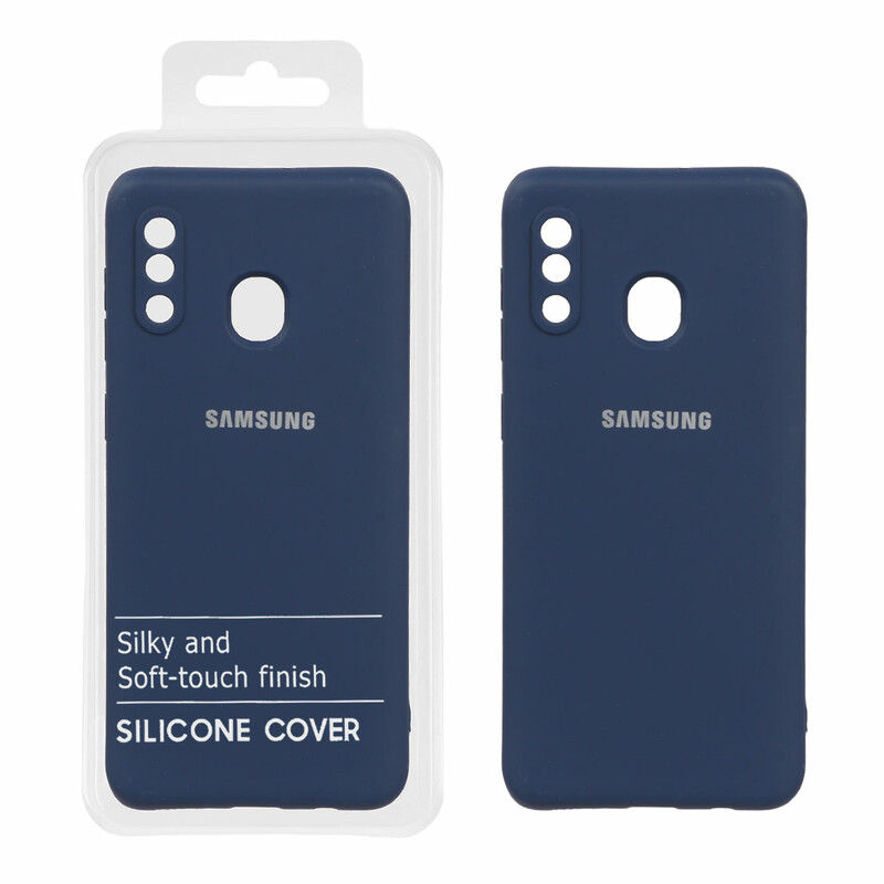 قاب نیو سیلیکون محافظ لنزدار RFF مدل Samsung Galaxy A30 / A20 - سرمه ای (پک دار)