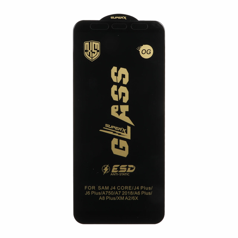 محافظ صفحه نمایش شیشه ای درجه یک Full Cover Super X OG - ESD OVOG مدل Samsung Galaxy A750 / J4 Core / J4 Plus / J6 Plus / J8 / A8 Plus / A6 Plus / A7 2018