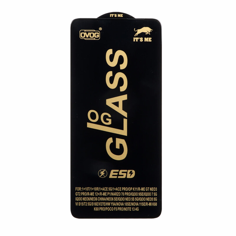 محافظ صفحه نمایش شیشه ای درجه یک Full Cover OG - ESD OVOG مدل Xiaomi Redmi Note 13 4G / Poco M7 Pro 5G - مشکی (بدون پک)