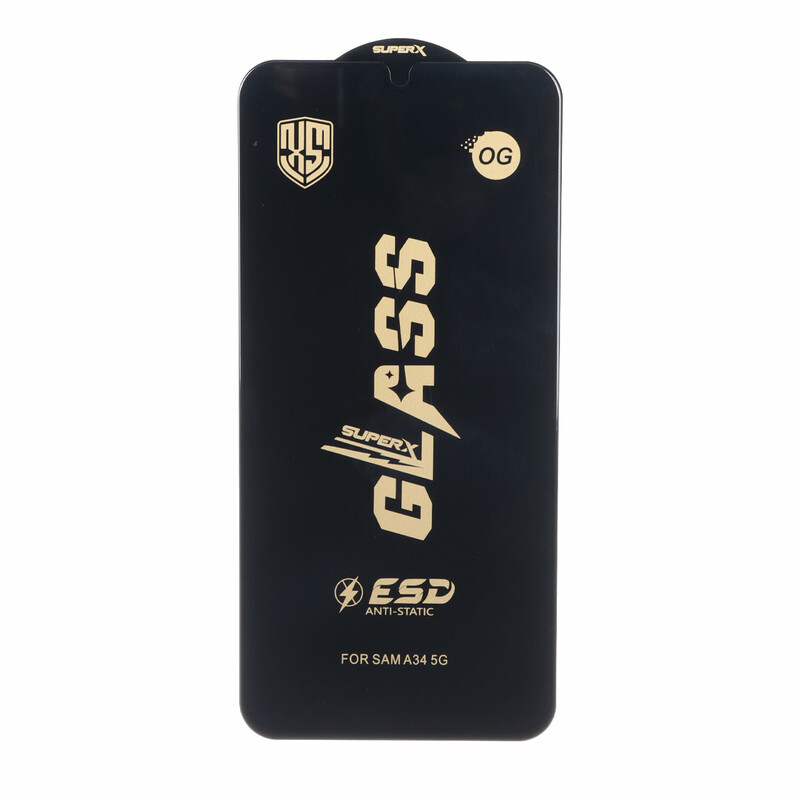 محافظ صفحه نمایش شیشه ای درجه یک Full Cover Super X OG - ESD OVOG مدل Samsung Galaxy A34