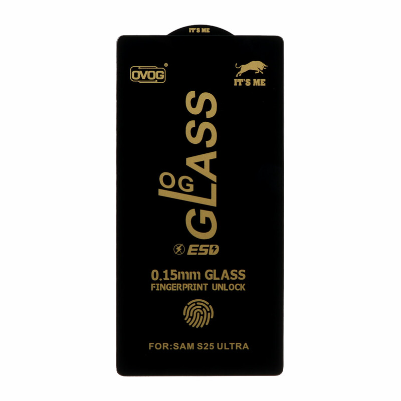 محافظ صفحه نمایش شیشه ای درجه یک Samsung Galaxy S25 Ultra - Full Cover OG - ESD OVOG - مشکی (بدون پک)