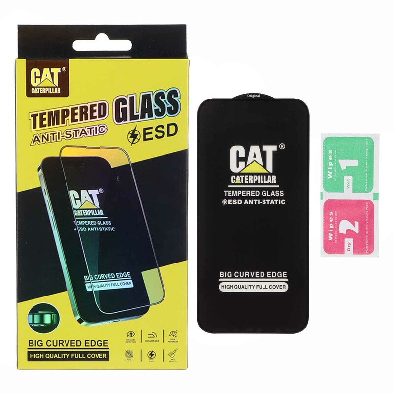 محافظ صفحه نمایش شیشه ای Anti Static - ESD Caterpillar مدل Apple iPhone 15 Pro Max - مشکی (پک دار)