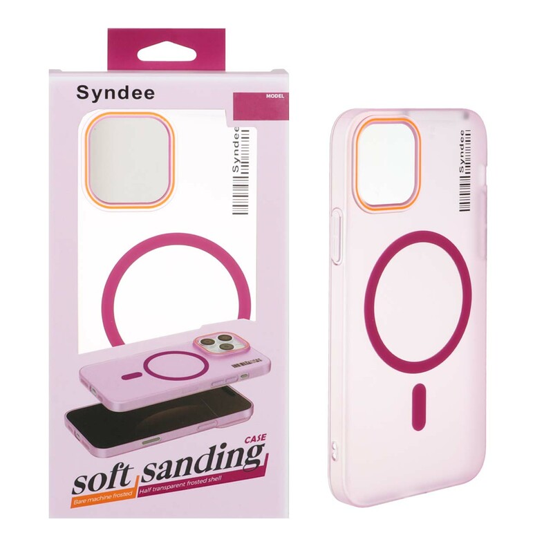 قاب اورجینال Syndee پشت مات MagSafe مدل Apple iPhone 12 Pro / iPhone 12 - سرخابی (پک دار )