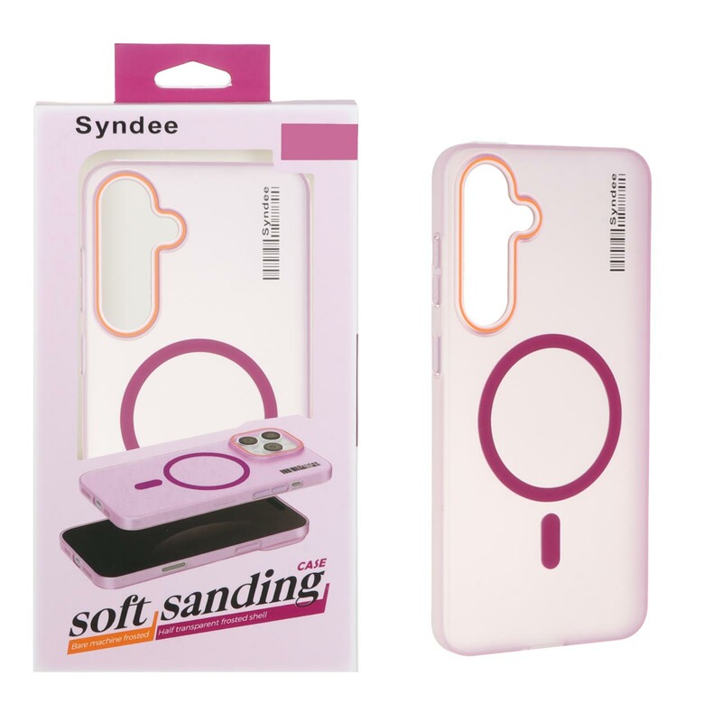 قاب اورجینال Syndee پشت مات MagSafe مدل Samsung Galaxy S24 FE - سرخابی (پک دار)