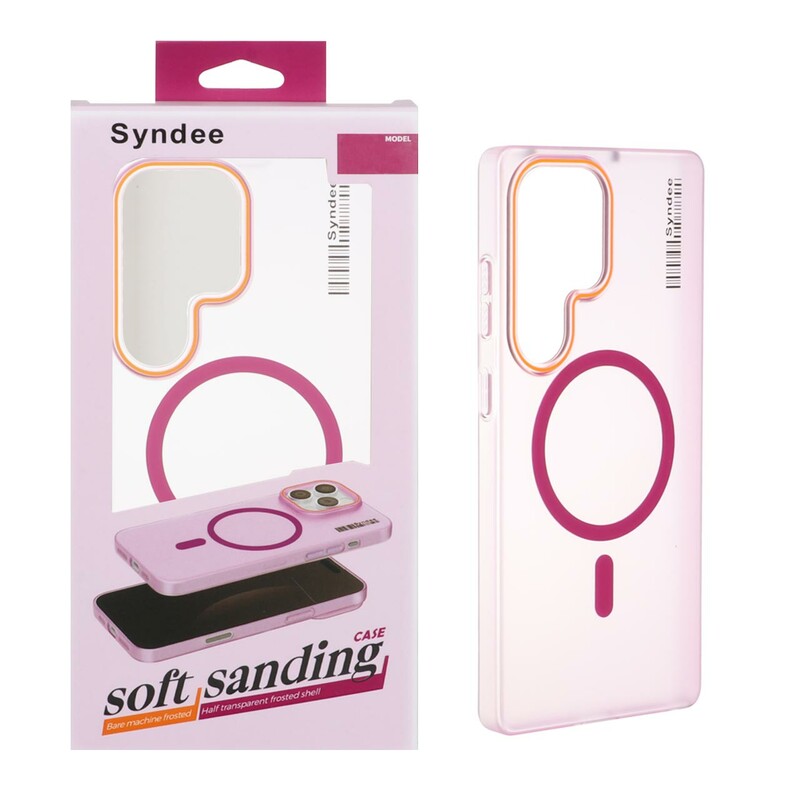 قاب اورجینال Syndee پشت مات MagSafe مدل Samsung Galaxy S25 Ultra - سرخابی (پک دار )