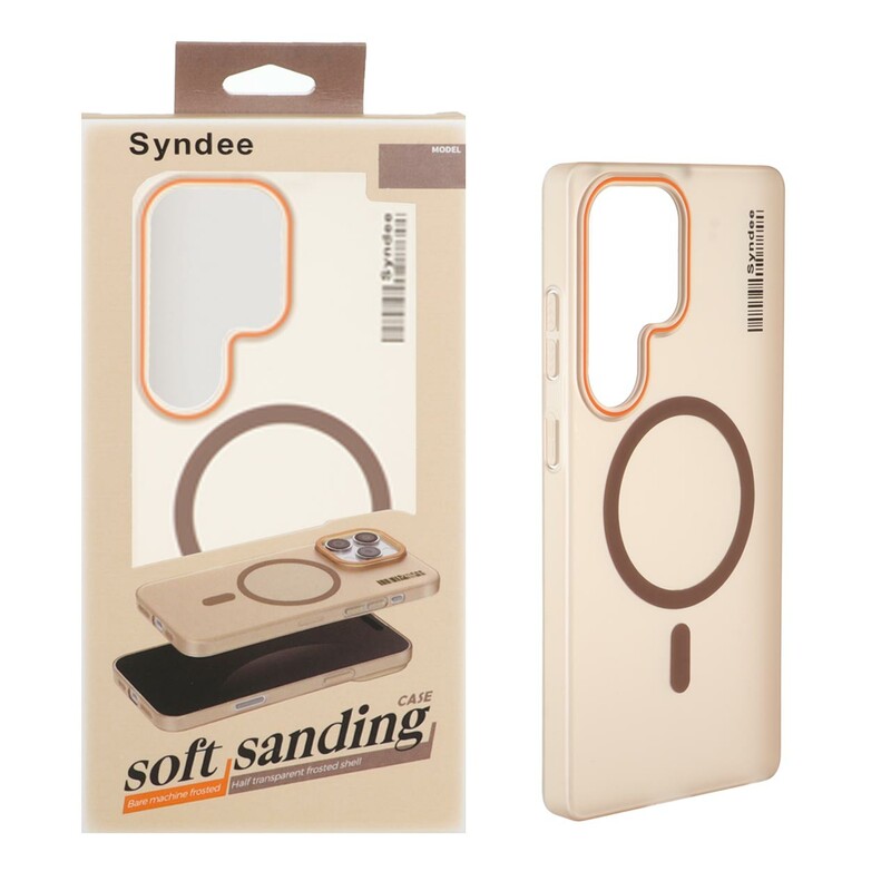 قاب اورجینال Syndee پشت مات MagSafe مدل Samsung Galaxy S25 Ultra - قهوه ای (پک دار )