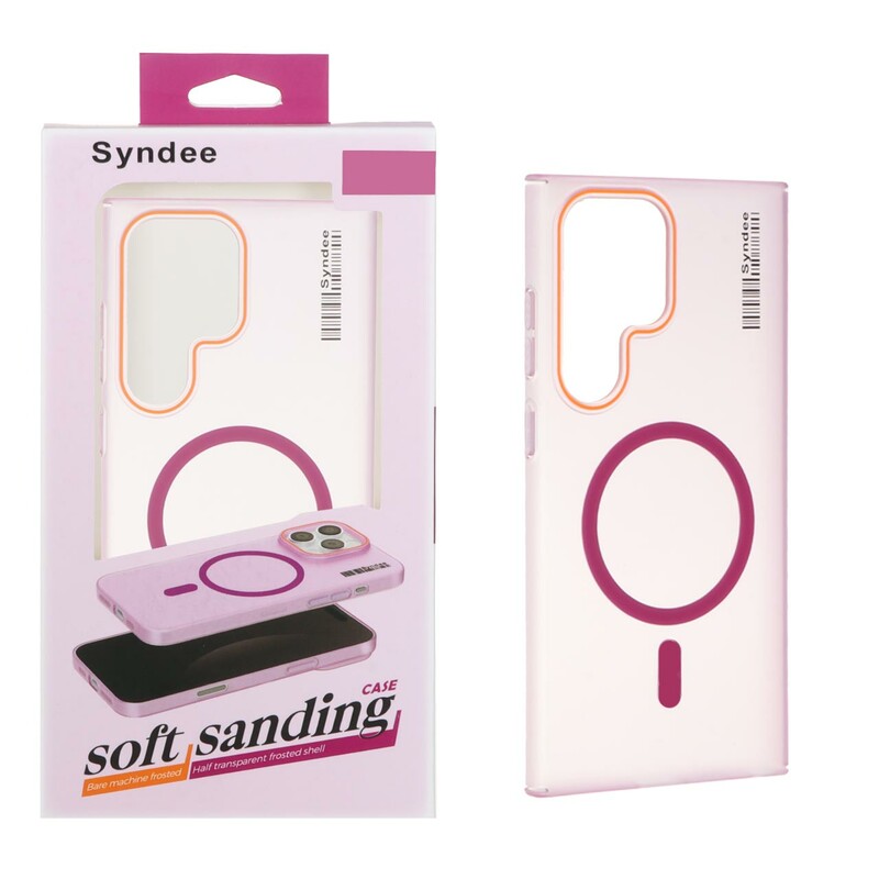 قاب اورجینال Syndee پشت مات MagSafe مدل Samsung Galaxy S24 Ultra - سرخابی (پک دار)