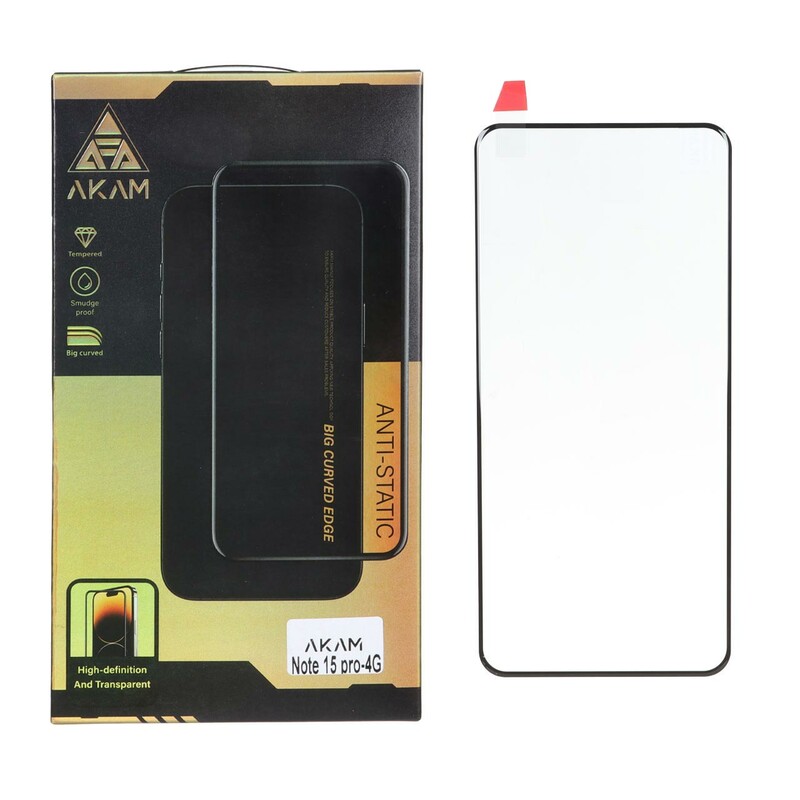 محافظ صفحه نمایش شیشه ای خم فول چسب Full Cover Anti Static AKAM درجه یک Realme 10 Pro Plus (پک دار)