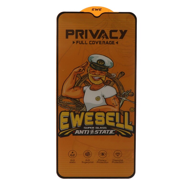 محافظ صفحه نمایش شیشه ای Full Cover Ewesell Anti Static Privacy مدل Samsung Galaxy A12 / A02 / A02S / A03 / A03S / A03 Core / A04 / A04S / A04E / A13 / A23 / A32 5G / M02 / M04 / M12 / M13 / M23 / M33 /F13 / A1 Plus / A2 Plus / M4 / M5 / C30 / C30S