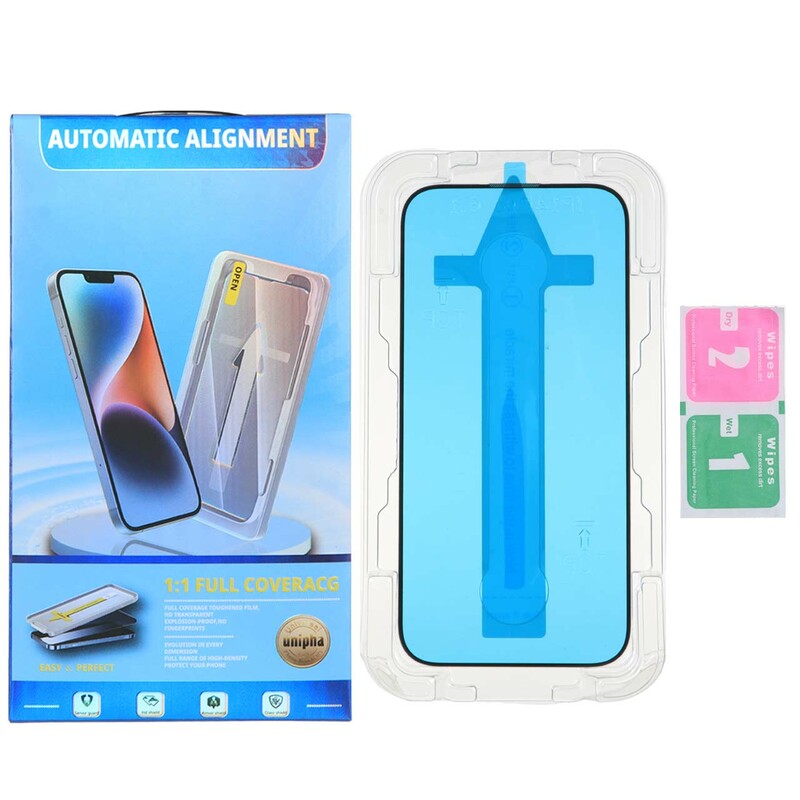 محافظ صفحه نمایش شیشه ای Unipha - Magic Glass Box مدل Apple iPhone 16 / iPhone 15 / iPhone 14 Pro (پک دار)