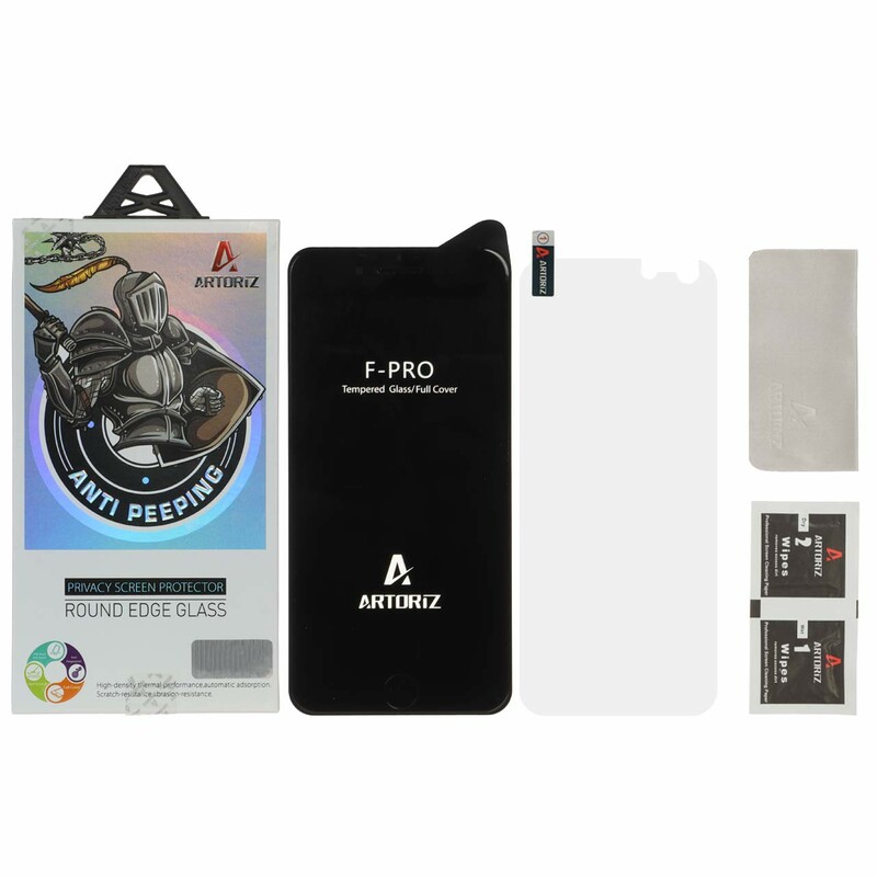 محافظ صفحه نمایش شیشه ای اورجینال Privacy Artoriz با برچسب محافظ پشت گوشی Apple iPhone 6 / 6s - مشکی (پک دار)