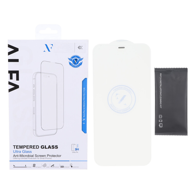محافظ صفحه نمایش شیشه ای اورجینال ALFA بدون حاشیه Apple iPhone 12 Pro Max (پک دار)