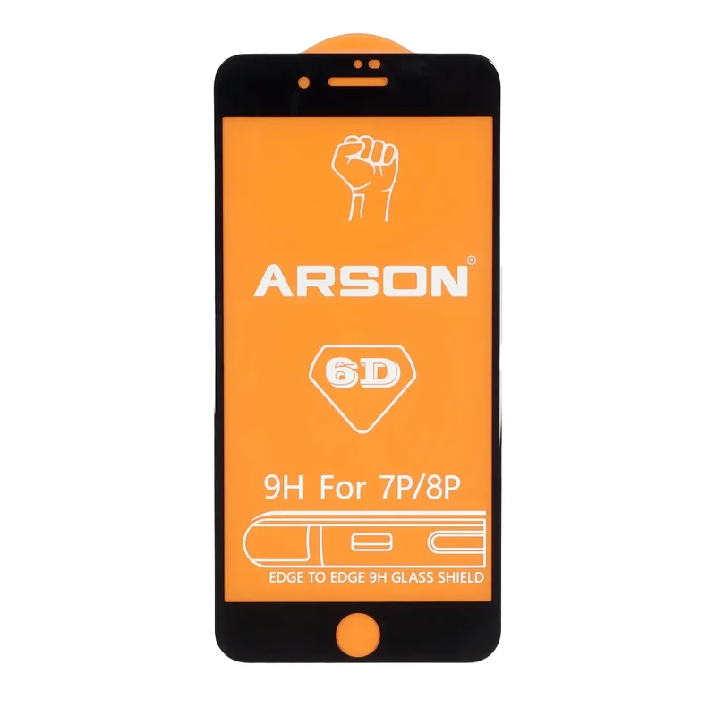 محافظ صفحه نمایش شیشه ای Full Cover Arson 6D مدل Apple iPhone 7 Plus / iPhone 8 Plus - مشکی