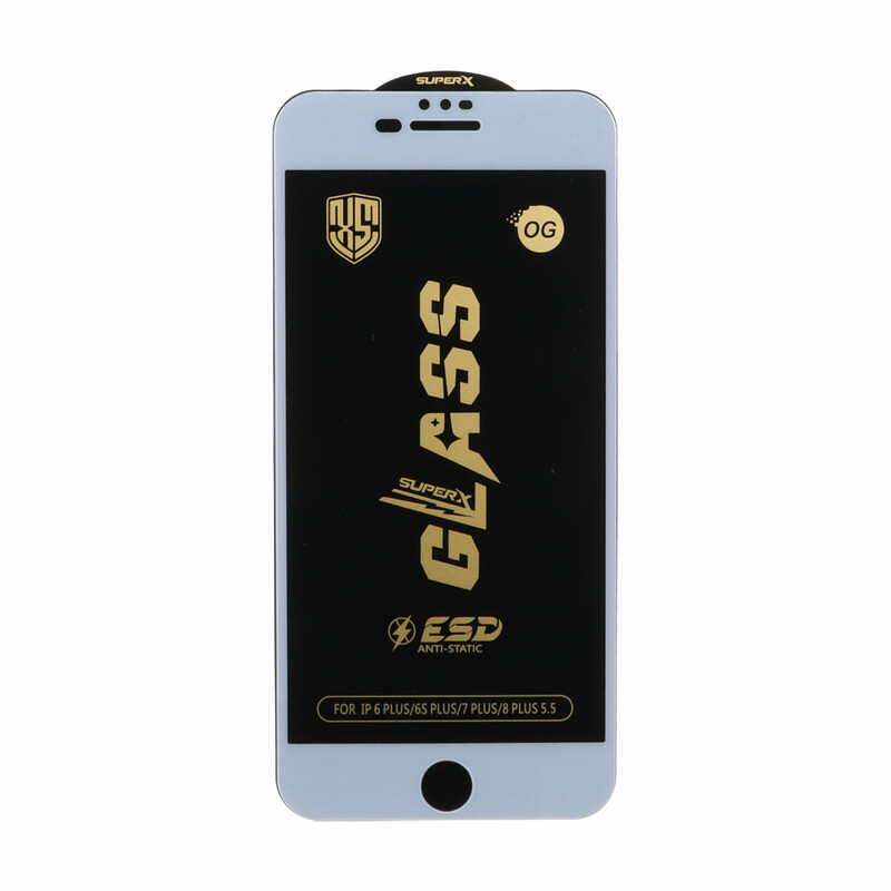 محافظ صفحه نمایش شیشه ای درجه یک Full Cover Super X OG - ESD OVOG مدل Apple iPhone 6 Plus / 6S Plus / 7 Plus / 8 Plus - سفید