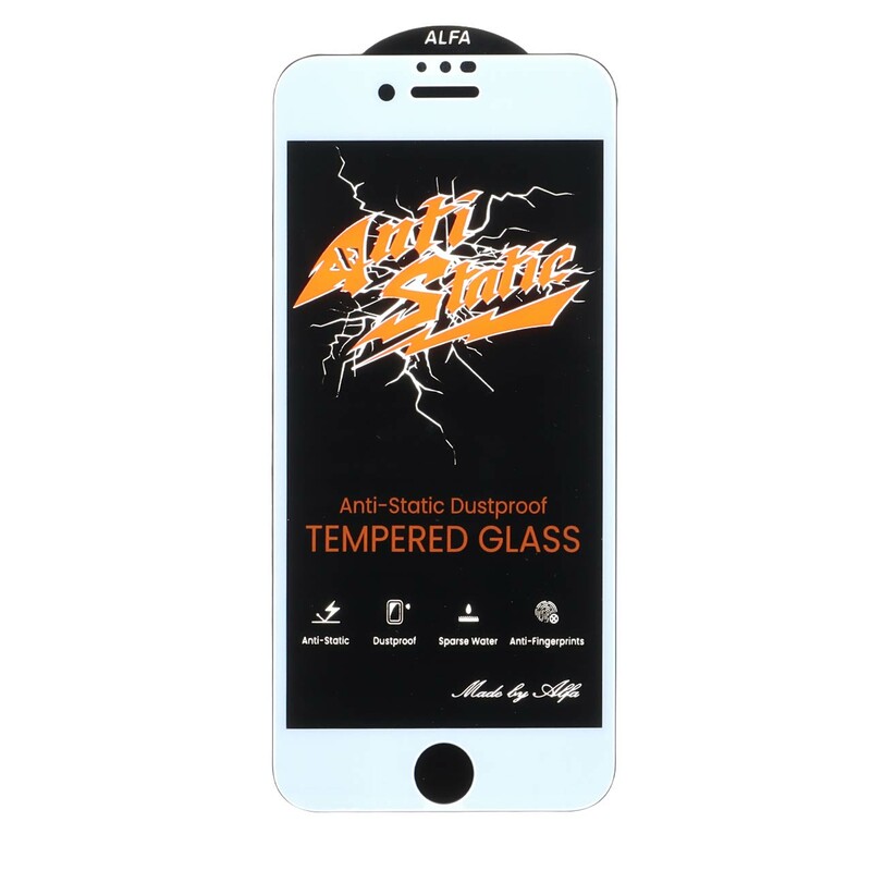 محافظ صفحه نمایش شیشه ای Full Cover Anti Static ALFA مدل Apple iPhone 6 / iPhone 7 / iPhone 8 / iPhone SE (2020) / SE (2022) - سفید