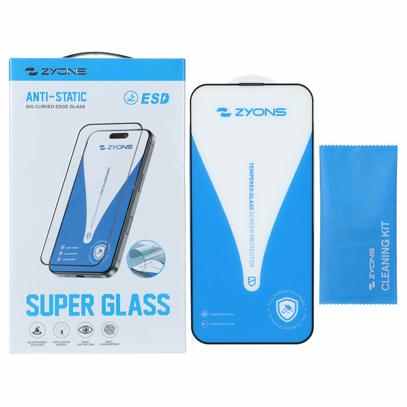 محافظ صفحه نمایش شیشه ای Full Cover ESD Anti Static - Zyons SG مدل Apple iPhone 14 Pro Max (پک دار)