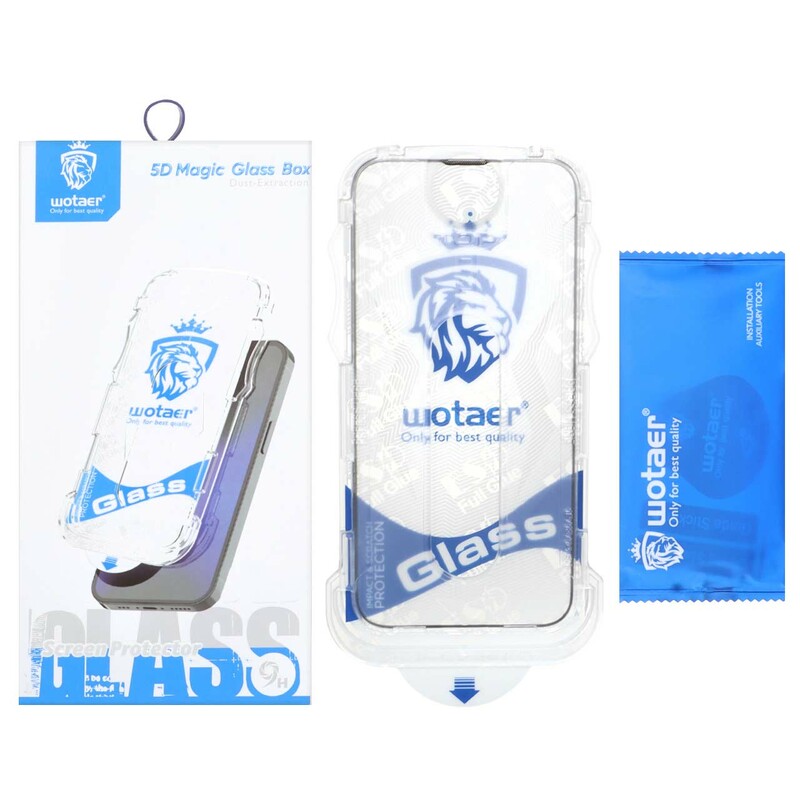 محافظ صفحه نمایش شیشه ای اورجینال Wotaer - Magic Glass Box مدل NTC - Apple iPhone 13 / iPhone 13 Pro / iPhone 14 / 16e (پک دار)