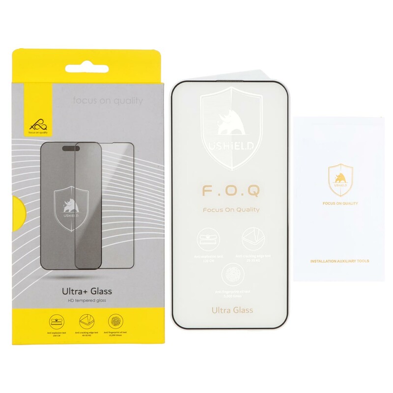 محافظ صفحه نمایش شیشه ای اورجینال Ultra Glass Ushield مدل Apple iPhone 13 / iPhone 13 Pro / iPhone 14 / 16e (پک دار)