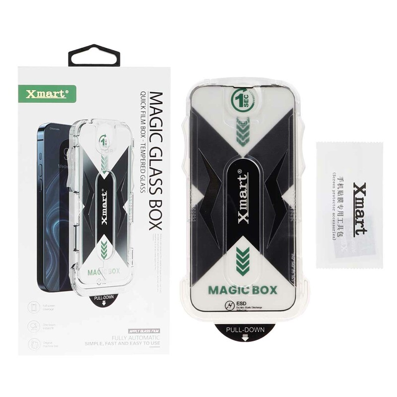 محافظ صفحه نمایش شیشه ای اورجینال XMART - Magic Glass Box مدل Apple iPhone 13 / iPhone 13 Pro / iPhone 14 / 16e (پک دار)