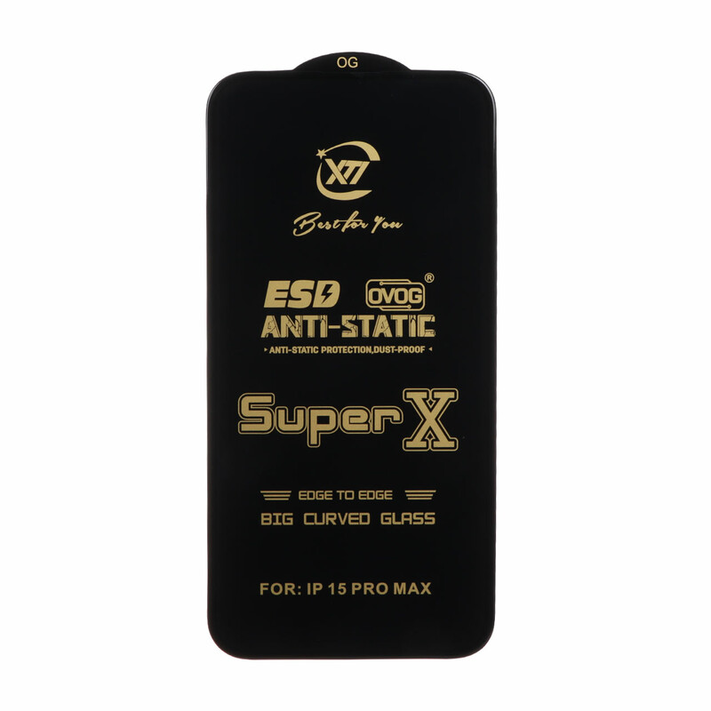 محافظ صفحه نمایش آنتی استاتیک iPhone 15 Pro Max - Full Cover Super X - مشکی (بدون پک)