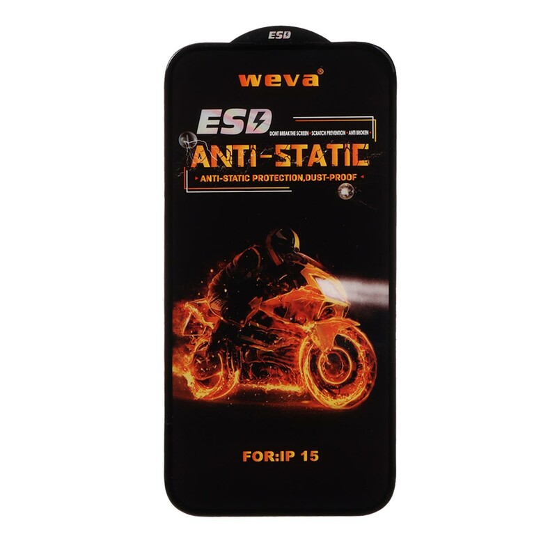محافظ صفحه نمایش شیشه ای Full Cover ESD Anti Static - Weva مدل Apple iphone 16 / iPhone 15 / iPhone 14 Pro (بدون پک)