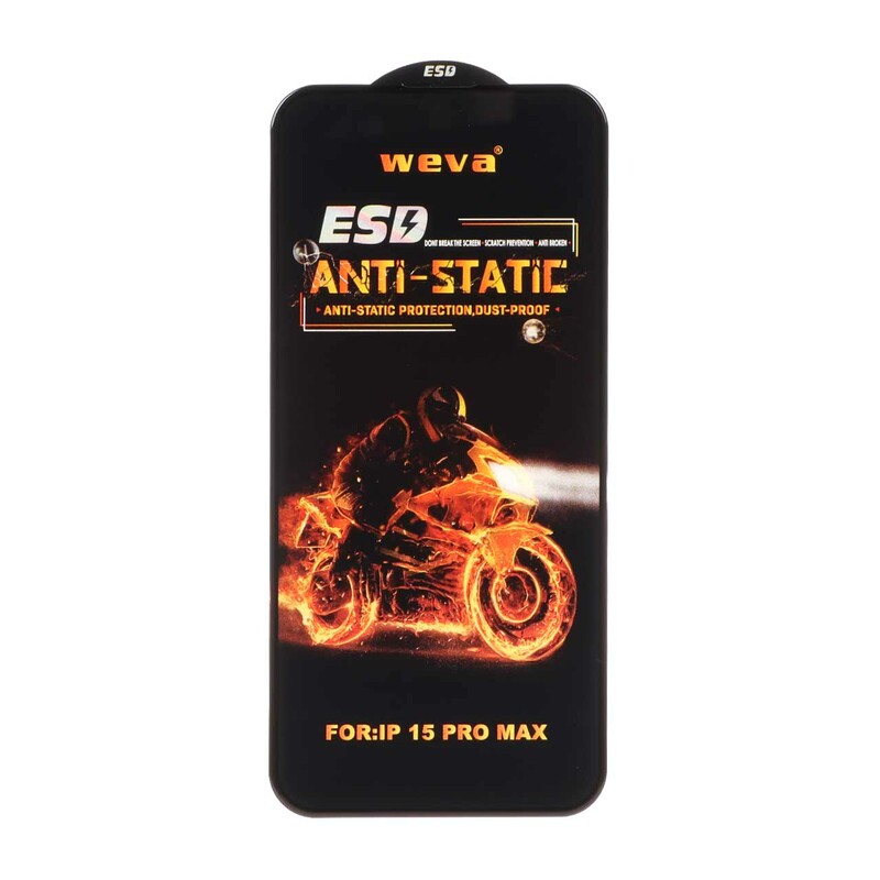 محافظ صفحه نمایش شیشه ای Full Cover ESD Anti Static - Weva مدل Iphone 15 Pro Max