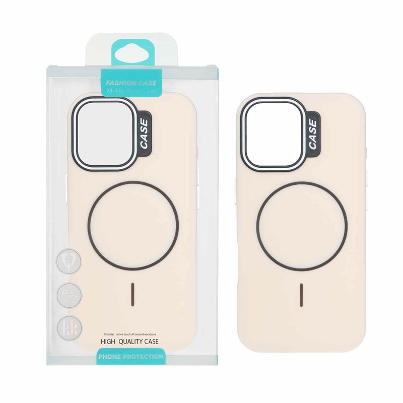 قاب طرح سیلیکون Magsafe پاستیلی Apple iPhone 17 - کرم (پک دار)