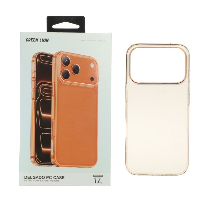 قاب اورجینال Green Lion شفاف Delgado Pc Case مدل Apple iPhone 17 Pro / iPhone 18 Pro - نارنجی (پک دار)