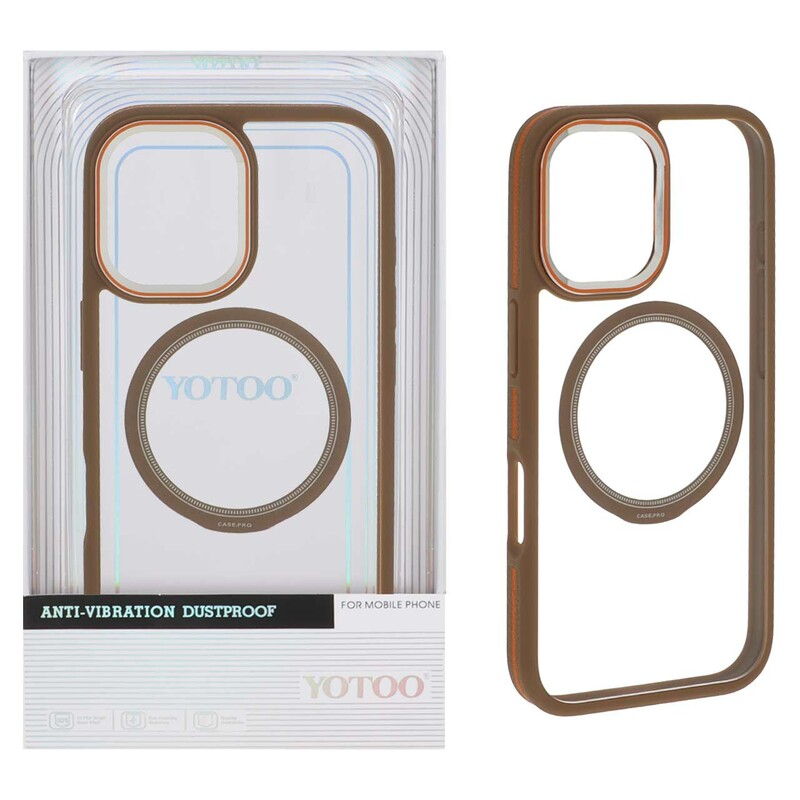 قاب اورجینال Yotoo شفاف MagSafe لنز فلزی Apple iPhone 16 - صحرایی (پک دار) - NTC
