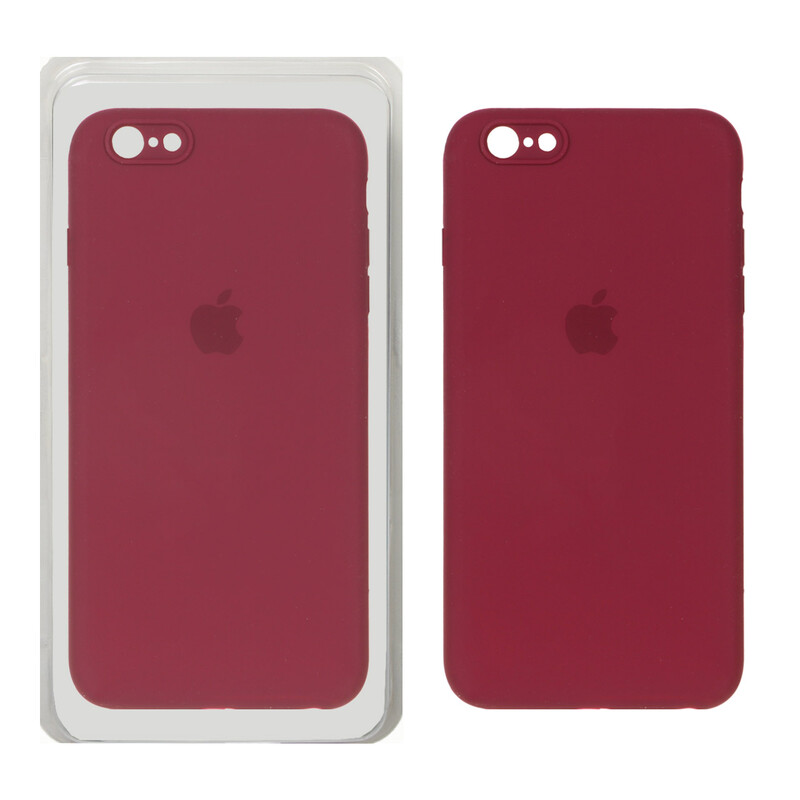 قاب سیلیکونی پاک کنی محافظ لنزدار اورجینال Apple iPhone 6 Plus / iPhone 6s Plus - زرشکی (پک دار)