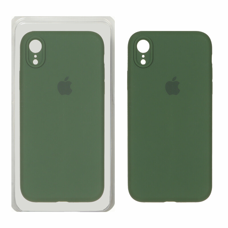 قاب سیلیکونی پاک کنی محافظ لنزدار اورجینال Apple iPhone XR - سبز تیره (پک اصلی)
