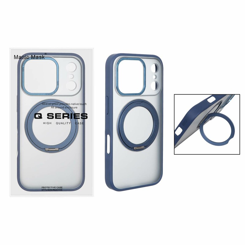 قاب اورجینال Magic Mask استند چرخشی Magsafe مدل Apple iPhone 17 Pro - سرمه ای (پک دار)