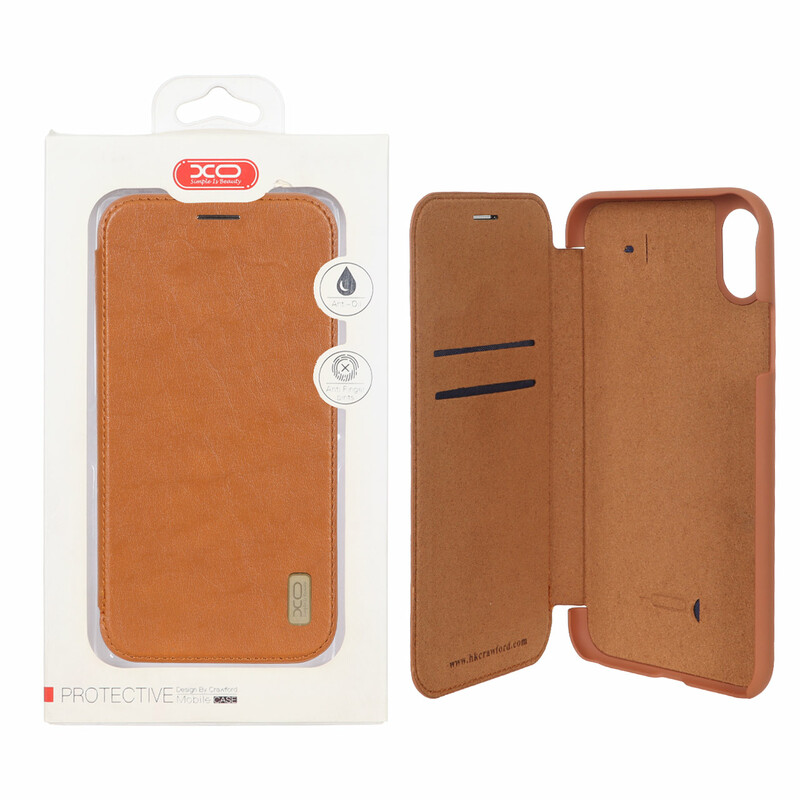 کیف موبایل چرمی XO داخل مخمل Apple iPhone XR - عسلی (پک دار)