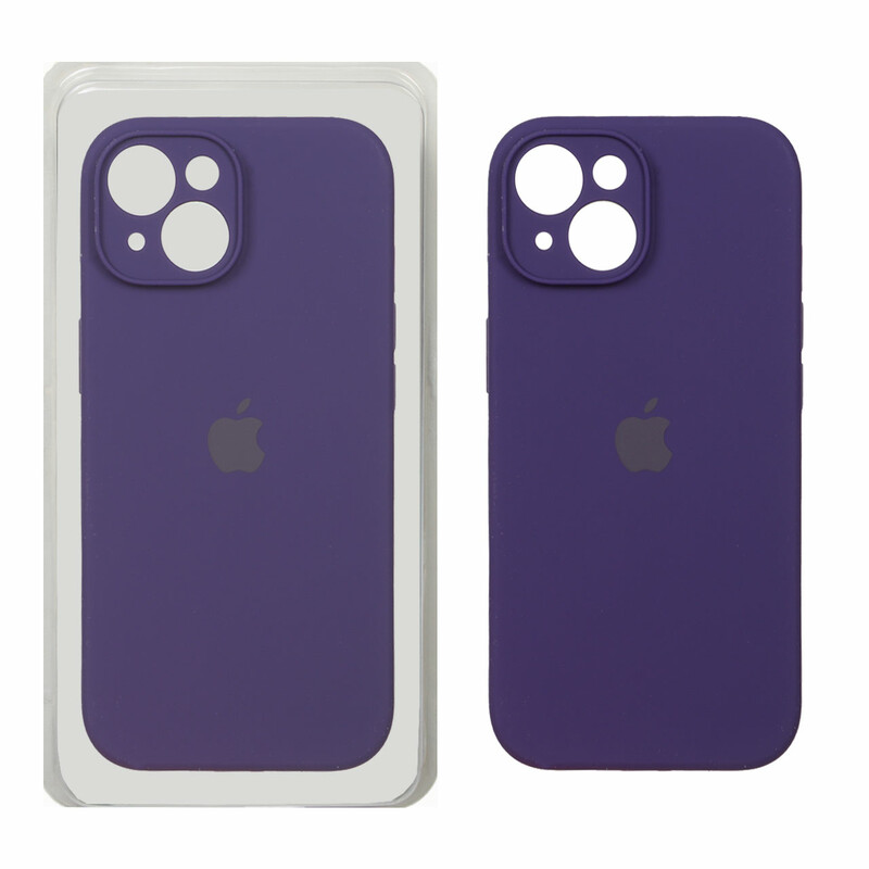 قاب سیلیکونی پاک کنی محافظ لنزدار اورجینال Apple iPhone 15 - بنفش تیره (پک اصلی)