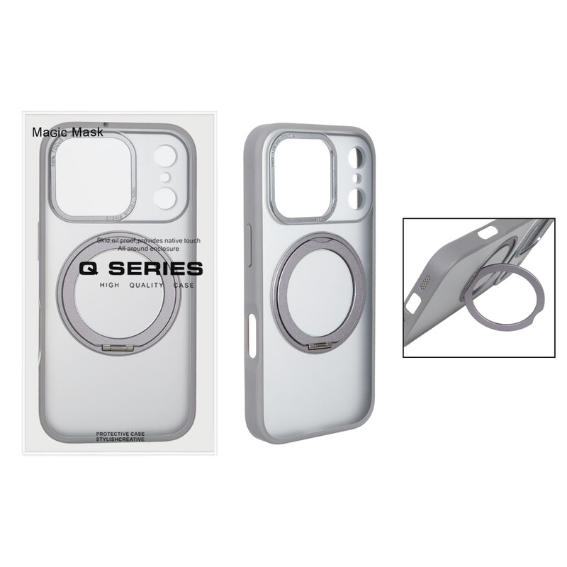 قاب اورجینال Magic Mask استند چرخشی Magsafe مدل Apple iPhone 17 Pro - خاکستری (پک دار)