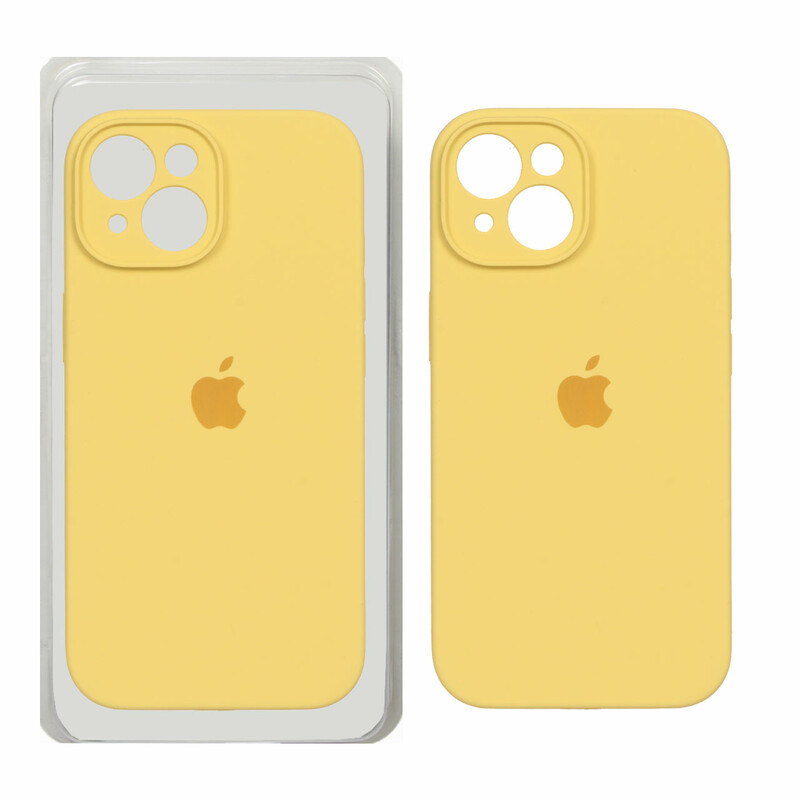 قاب سیلیکونی پاک کنی محافظ لنزدار اورجینال Apple iPhone 15 - زرد (پک اصلی)