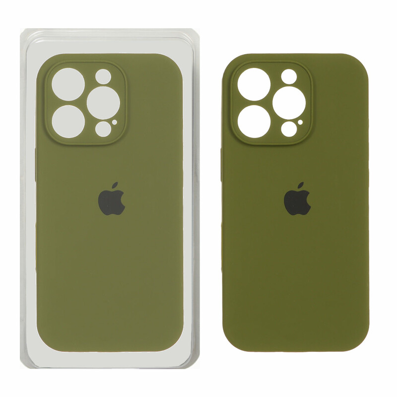 قاب سیلیکونی پاک کنی محافظ لنزدار اورجینال Apple iPhone 16 Pro - سبز زیتونی (پک اصلی)