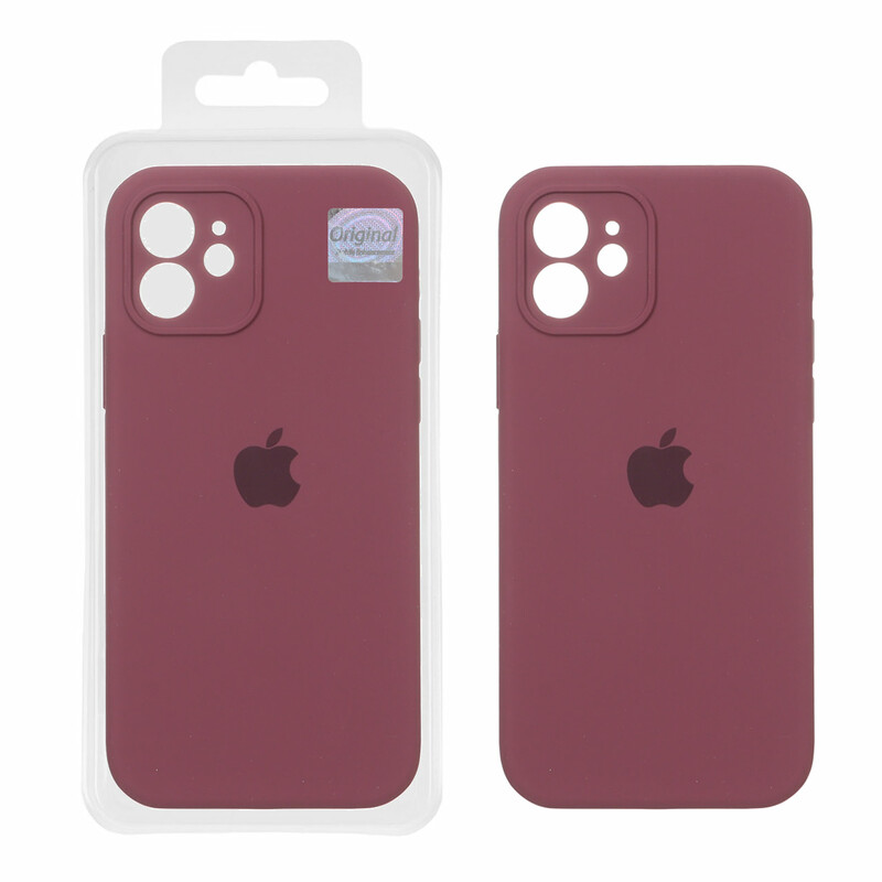قاب سیلیکونی پاک کنی اورجینال Master Quality مدل Apple iPhone 12 - زرشکی (پک دار)