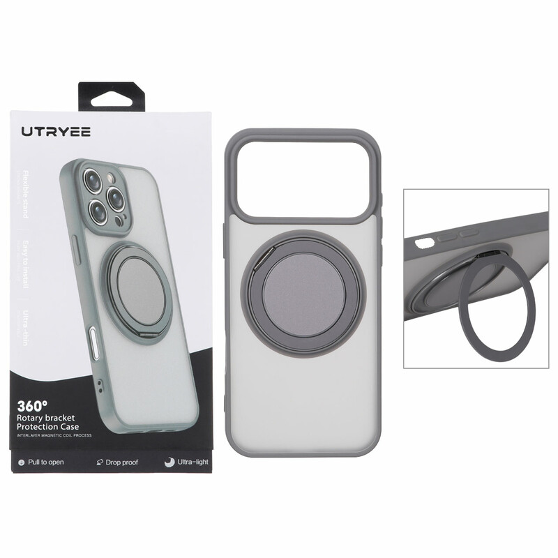 قاب اورجینال UTRYEE مات MagSafe لوپ استندشو Apple iPhone 17 Pro - خاکستری (پک دار)