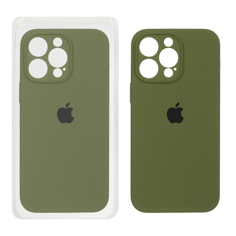 قاب سیلیکونی پاک کنی محافظ لنزدار اورجینال Apple iPhone 14 Pro Max - سبز زیتونی (پک اصلی)