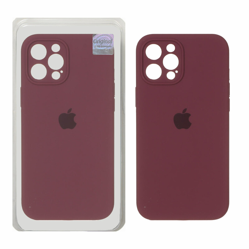 قاب سیلیکونی پاک کنی اورجینال Master Quality مدل Apple iPhone 12 Pro Max - زرشکی (پک دار)