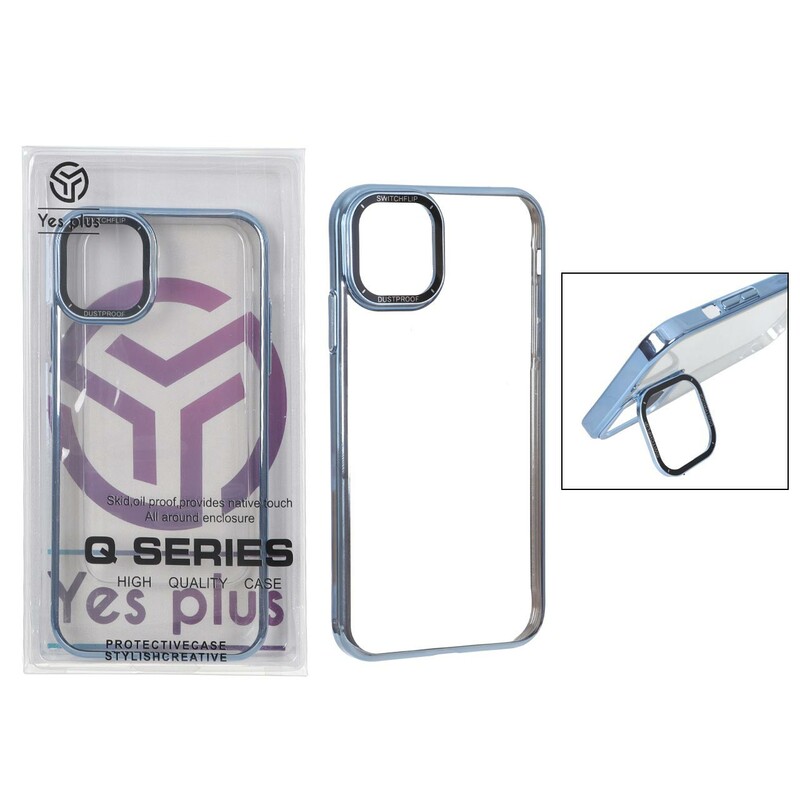 قاب SwitchFlip پشت سخت شفاف محافظ لنز طلقی استندشو Apple iPhone 12 Pro / iPhone 12 - آبی (پک دار)