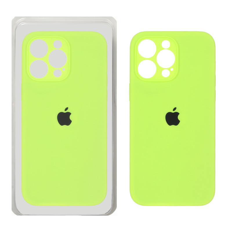قاب سیلیکونی پاک کنی محافظ لنزدار اورجینال Apple iPhone 14 Pro Max - فسفری (پک اصلی)