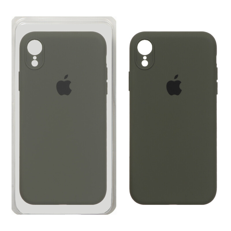 قاب سیلیکونی پاک کنی محافظ لنزدار اورجینال Apple iPhone XR - سبز زیتونی تیره (پک اصلی)