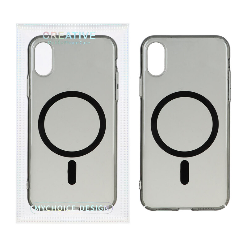 قاب اورجینال کریستالی MagSafe شفاف Creative مدل Apple iPhone X Max / iPhone XS Max - مشکی (پک دار)