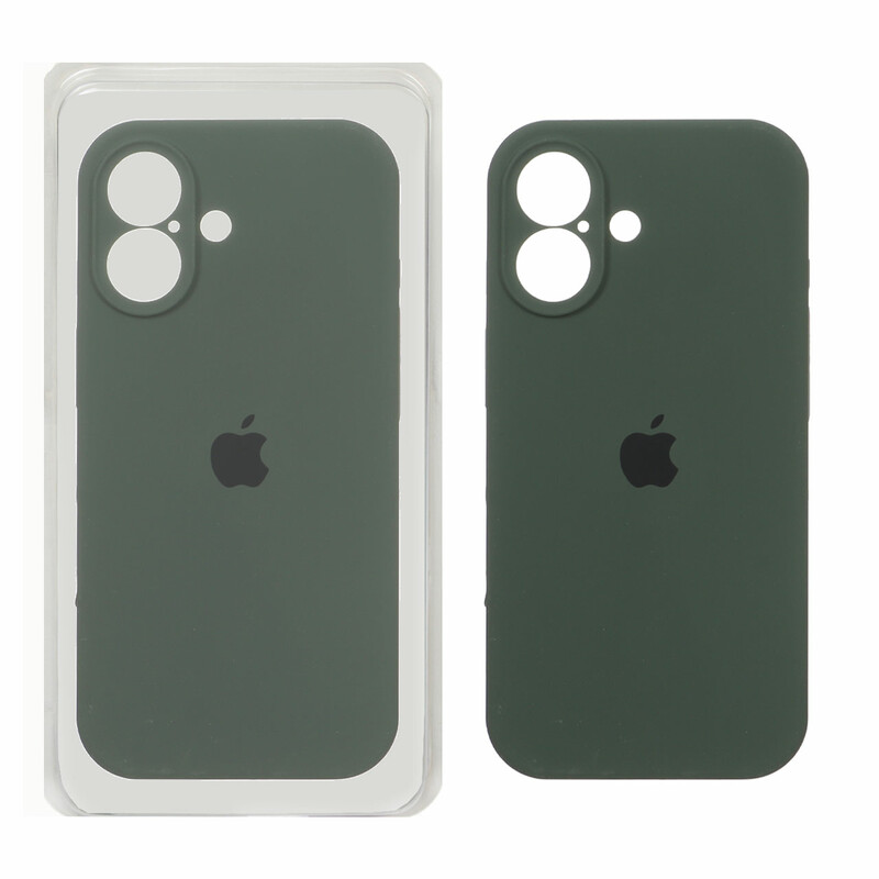 قاب سیلیکونی پاک کنی محافظ لنزدار اورجینال Apple iPhone 17 - سبز تیره (پک اصلی)