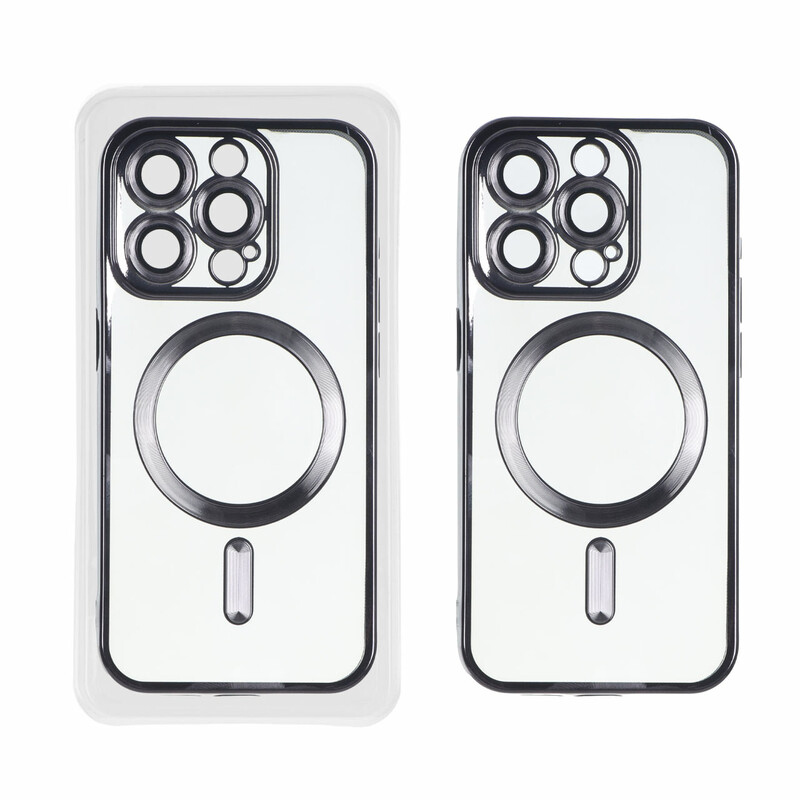 قاب اورجینال الکترواستاتیک Magsafe لنز گلس دار Apple iPhone 15 Pro - مشکی (پک دار)