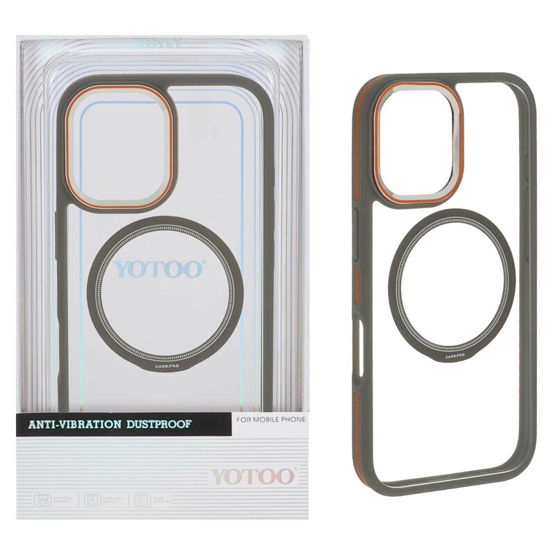 قاب اورجینال Yotoo شفاف MagSafe لنز فلزی Apple iPhone 16 - خاکستری (پک دار) - NTC